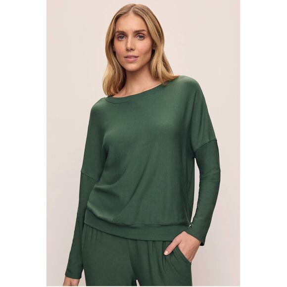 eberjey green spruce Softest Sweats Boat Neck Pullover